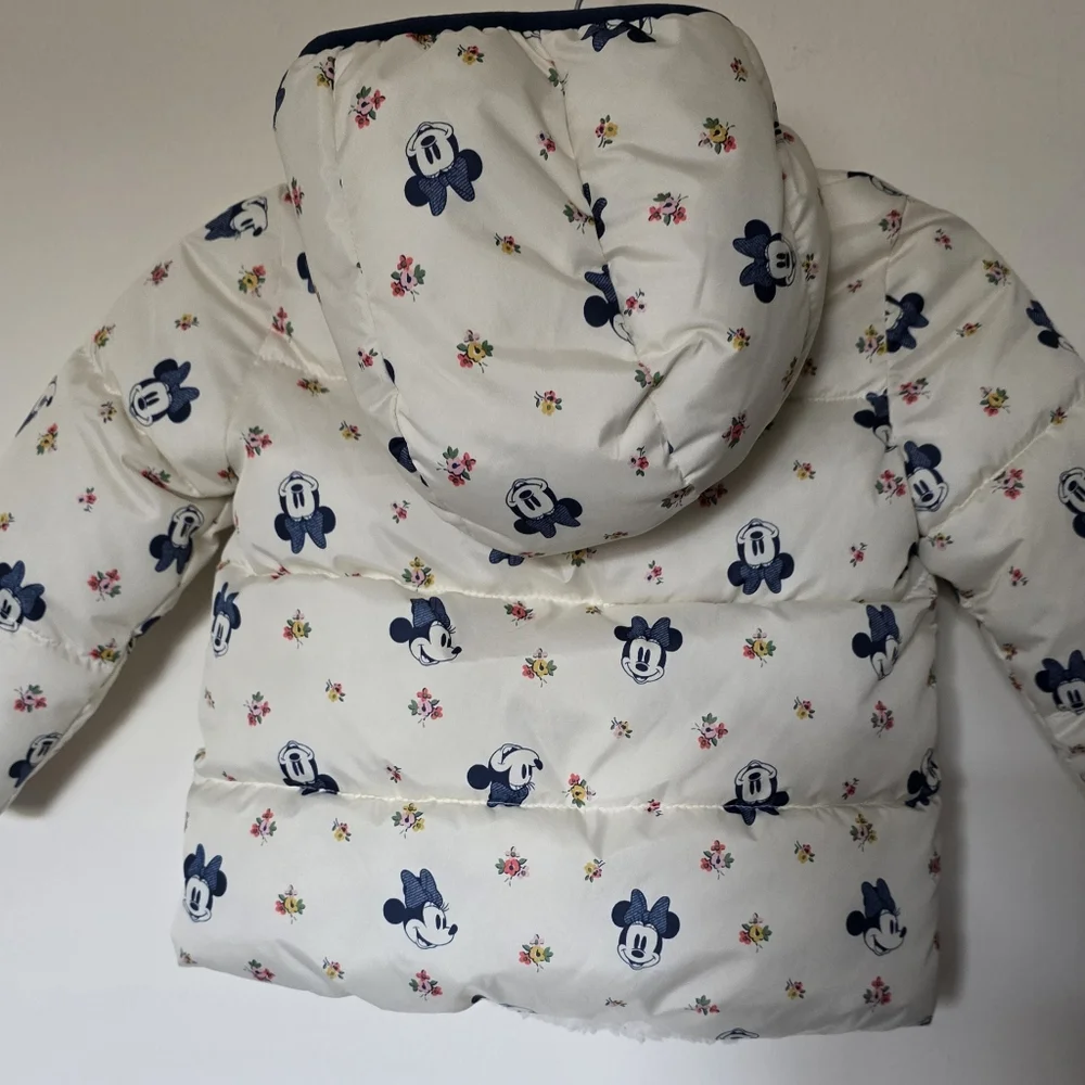 Disney Baby Gap Minnie‎ Mouse Reversible Sherpa Puffer Jacket Coat Girls Sz 4T